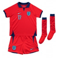 Fotballdrakt Barn England Bukayo Saka #17 Bortedraktsett VM 2022 Kortermet (+ Korte bukser)